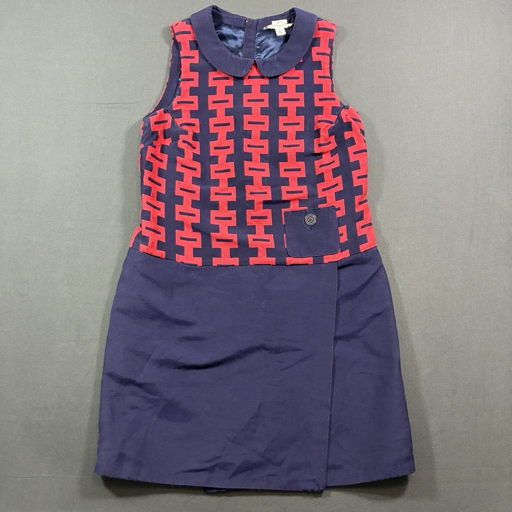 Tommy Hilfiger To Tommy From Zooey Dress Womens 10 Navy Red Mod Shift Collar